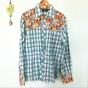 Pin Up Fender Men’s Button Down Top